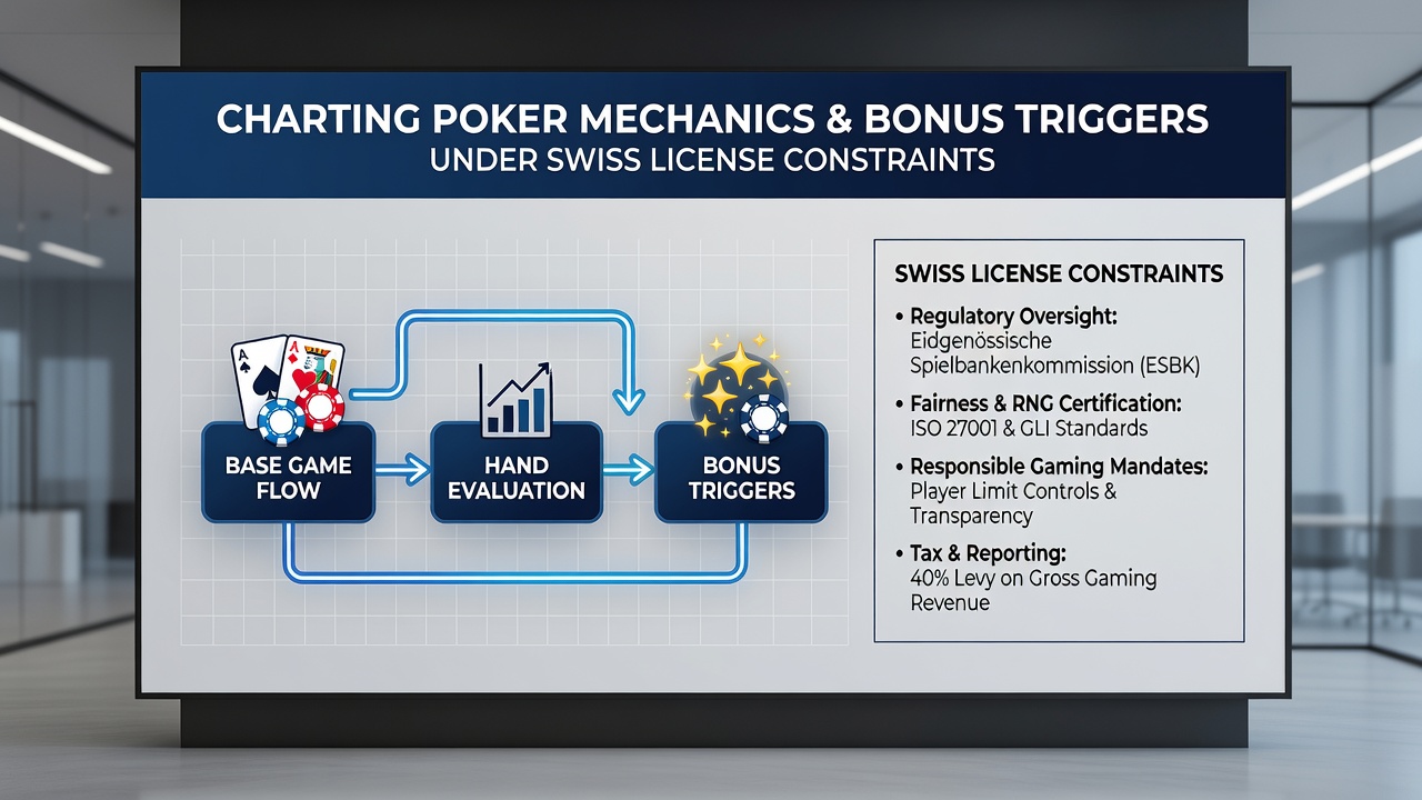 Close-up of bonus trigger interface showing poker hand milestones and Swiss compliance badges